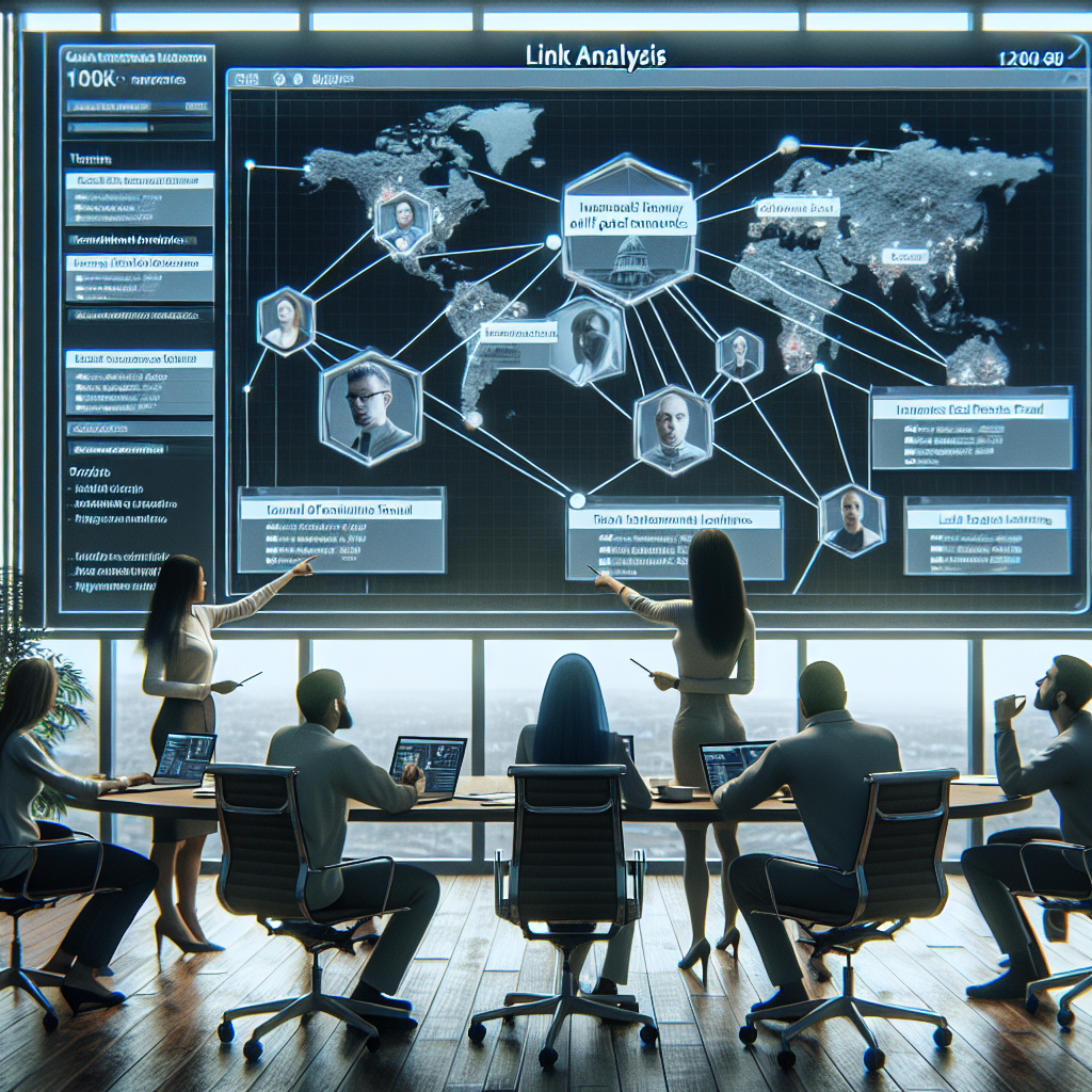 Analyst team collaborating on OSINT platform with link analysis graph