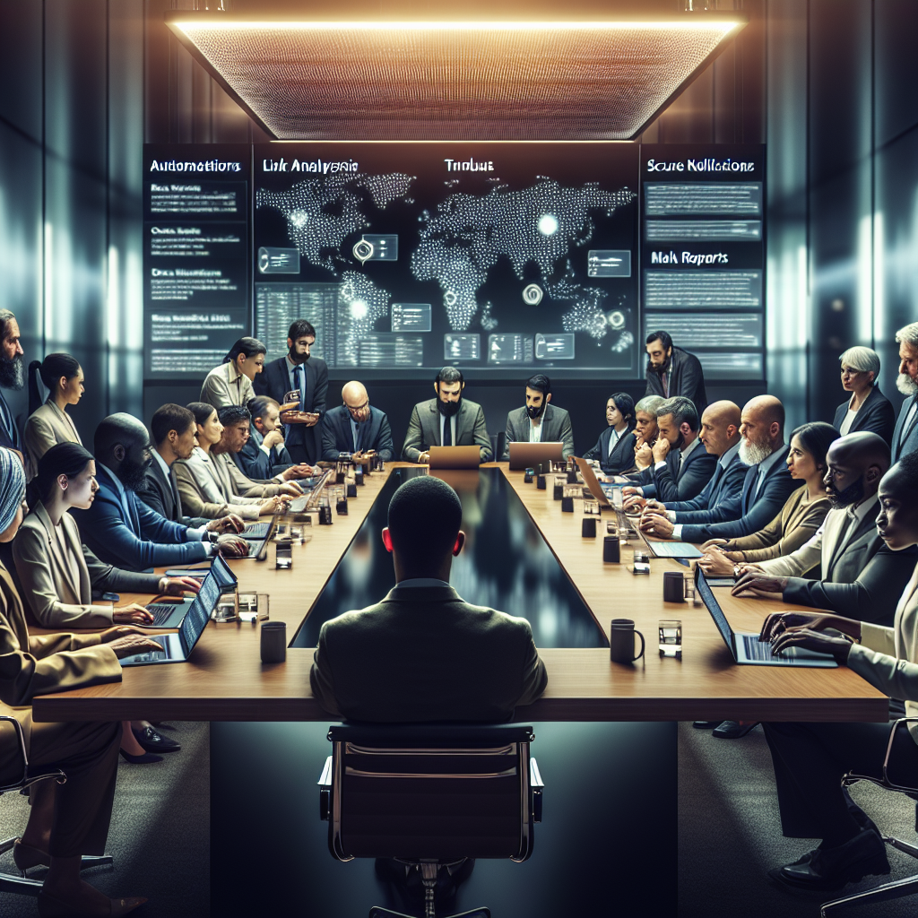 Analyst team collaborating on OSINT platform with link analysis graph